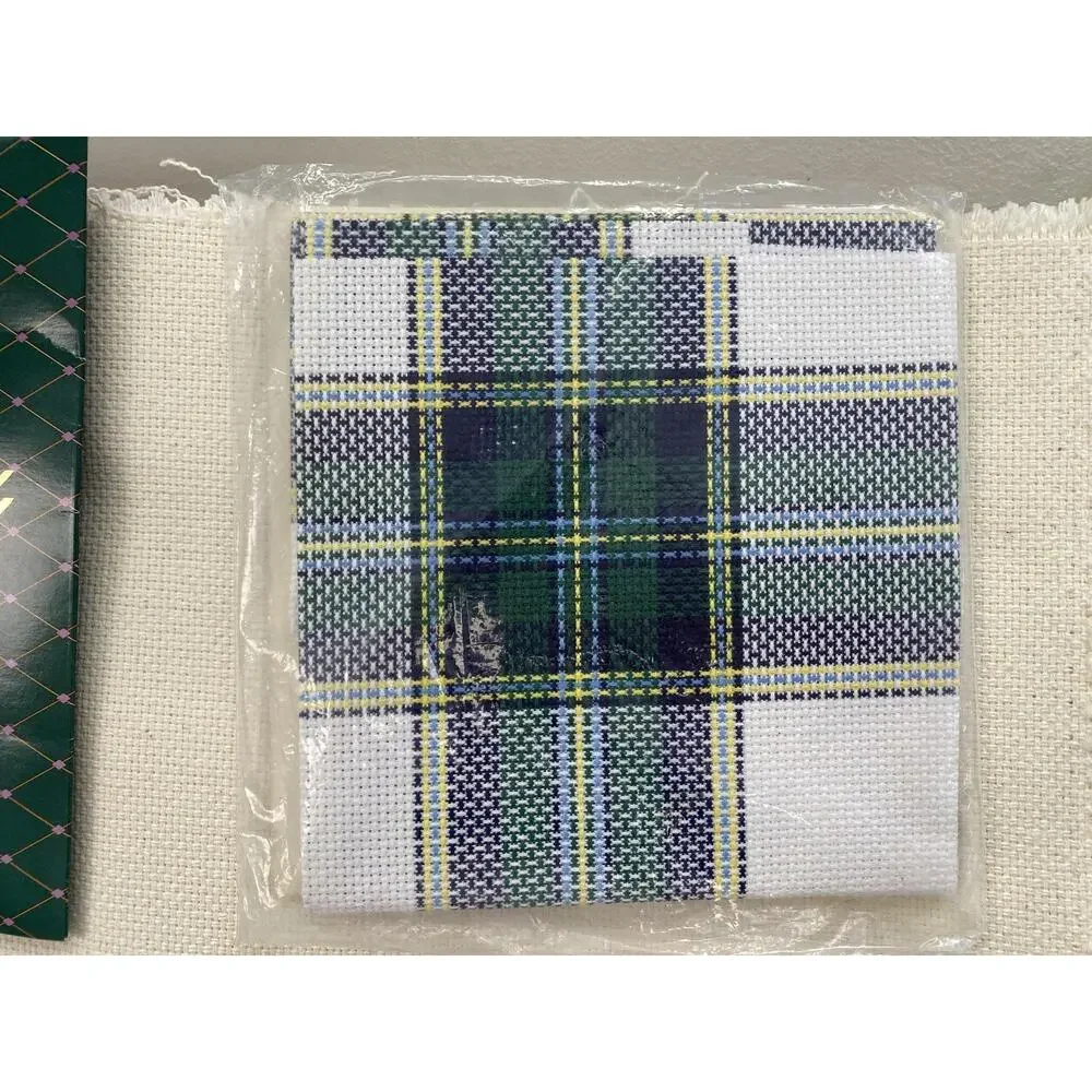 Charles Craft‎ Aida Cloth Cross Stitch Fabric Lot 14 Count Tartan Plaid Stripe